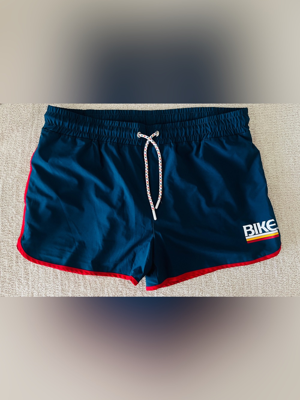 BIKE Navy Men's Hybrid Shorts with Red Trim